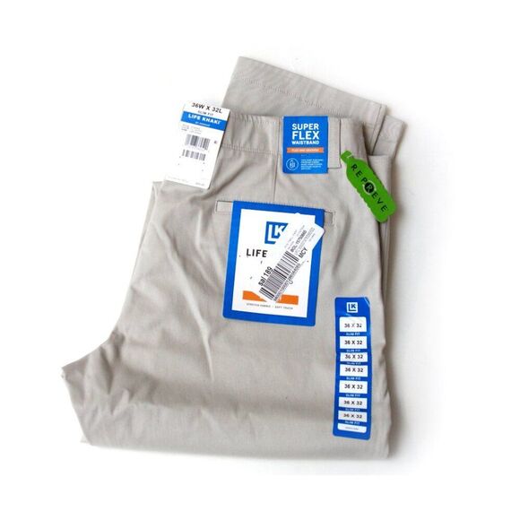 Haggar Pants 36X32 Ivory Life Khaki Flat Front Slim Fit Comfort Chino NWT - Picture 1 of 6